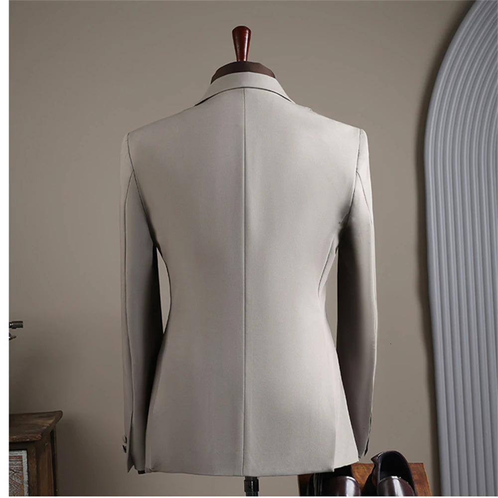 Autumn est Suit Set Blazer Pants Two Pieces Outfit Double Breasted High Quality Tuxedo Formal Dresswear for Men 250213