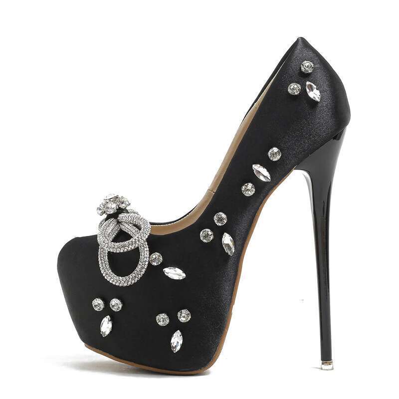 Extreme Rhies Butterfly-knot Platform Pumps Women Stiletto Heels CRYSTAL Round Toe Party Wedding Stripper Shoes