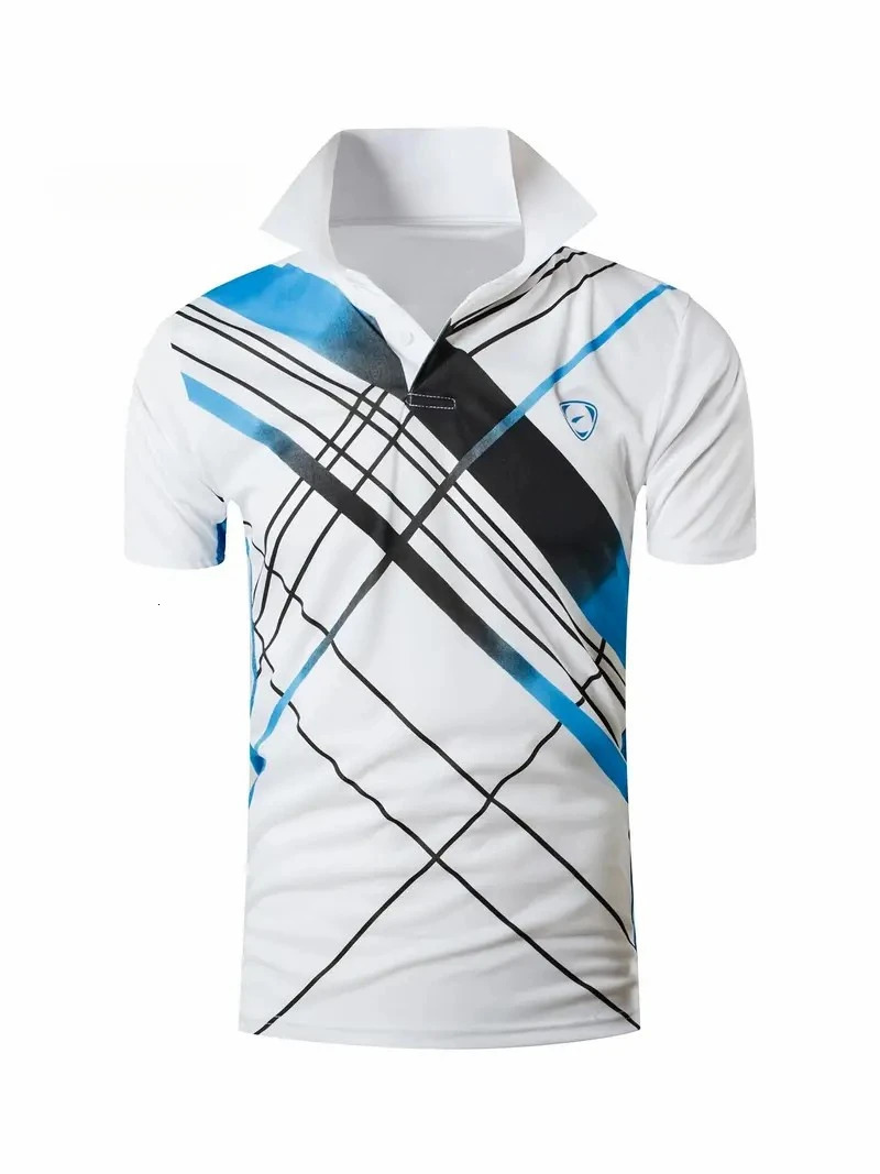 Mens polo shirt simple striped print fashionable casual short sleeved breathable skin friendly loose plus size mens top 250219