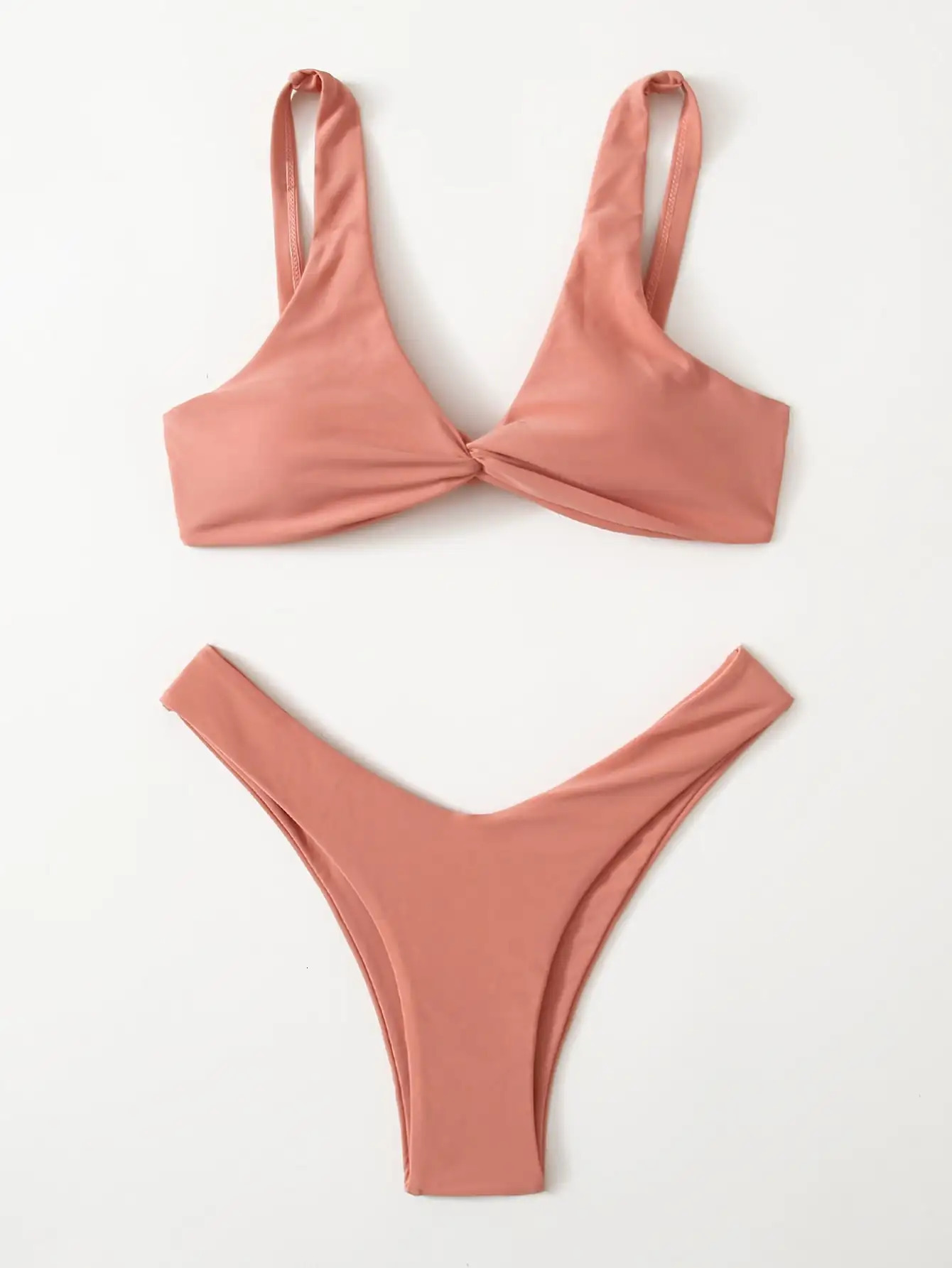 ZTVitality Solid Tie Sexy Bikini Selling Apron Bra High Leg Bandage Push Up Set Brazilian Swimsuit Womens 250219