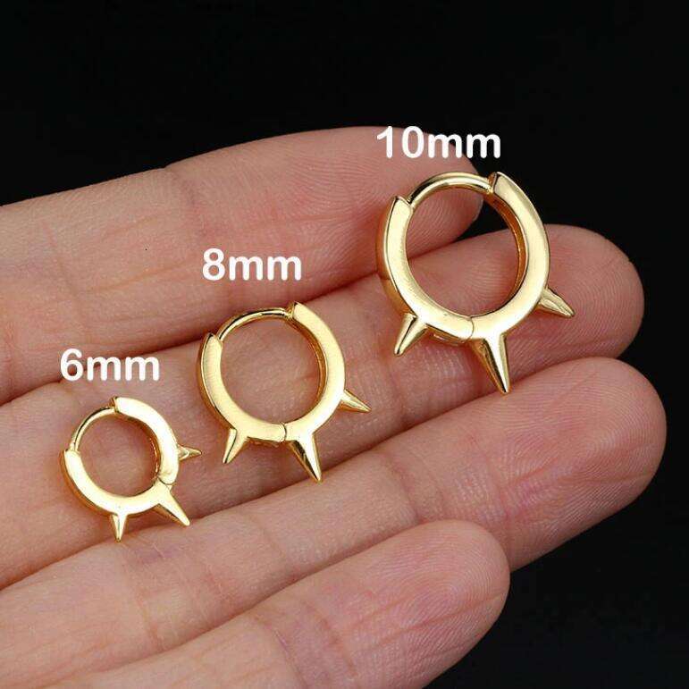 Popular Punk Rivet Round Female Smooth Zircon Piercing Earrings