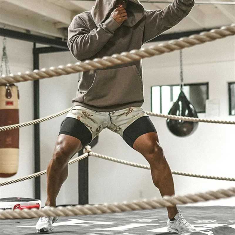 202 Camo Running Shorts Men 2 In Double-deck Quick Dry GYM Sport Shorts Fitness Jogging Workout Shorts Men Sports Short Pants W250219