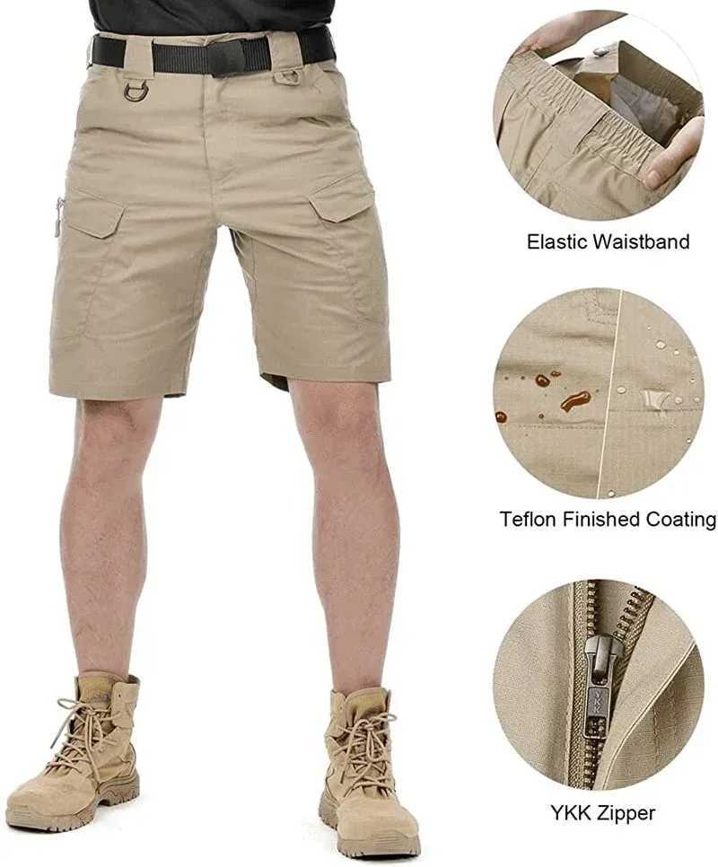 Including Belt Men Huntingshorts Upgraded Waterproof Quick Dry Multi-Pocket Short Pants Outdoor Hunting Fishing Cargo Shorts W250219