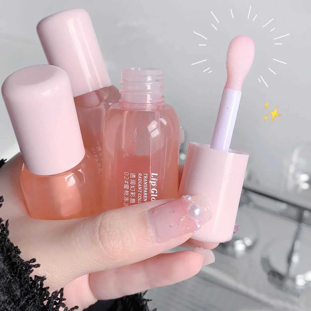 Fruit Crystal Jelly Lip Oil Hydrating Transparent Glass Lip Gloss Plumping Clear Lip Plumper Serum Lips Care Makeup CosmeticsW250219