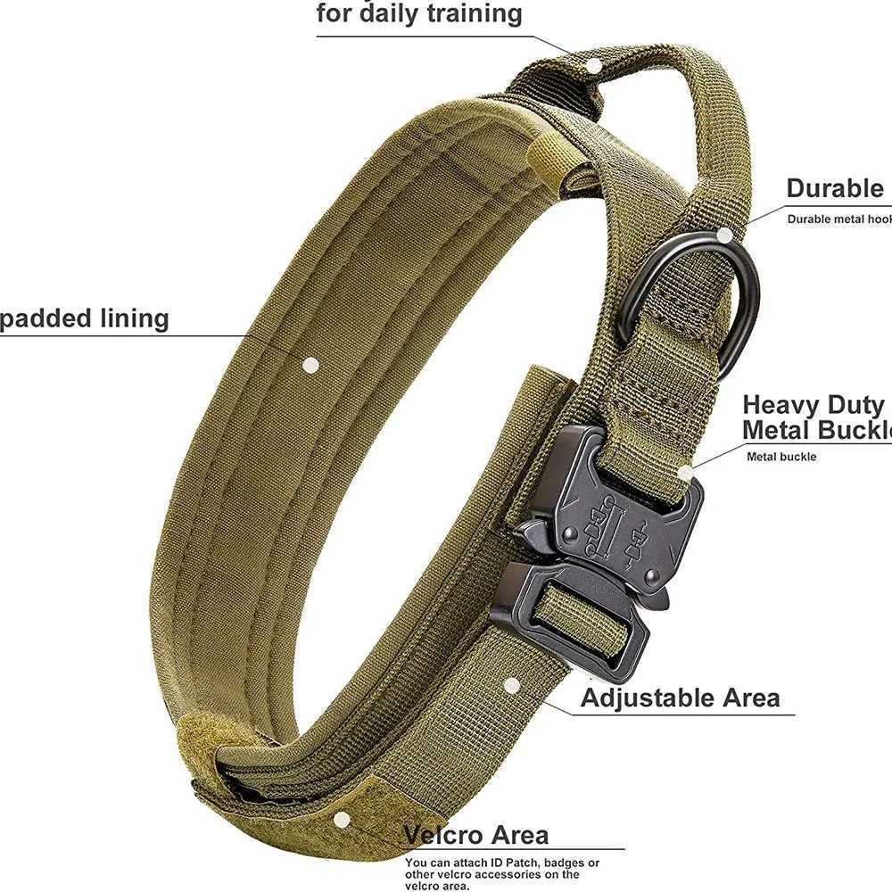 Nylon Tactical Dog Collar with Handle Adjustable and Durable Suitable for Medium Large Dogs Accessories Pet Items W250219