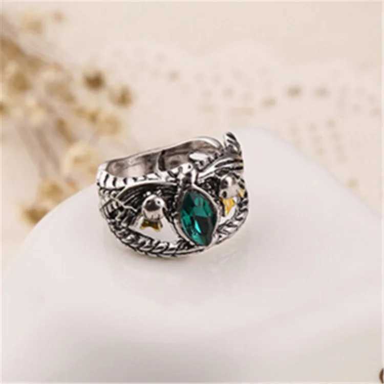 Lord Ring of Barahir Aragorn Gondor Green Crystal Rings for Women Men JewelryXJ250219