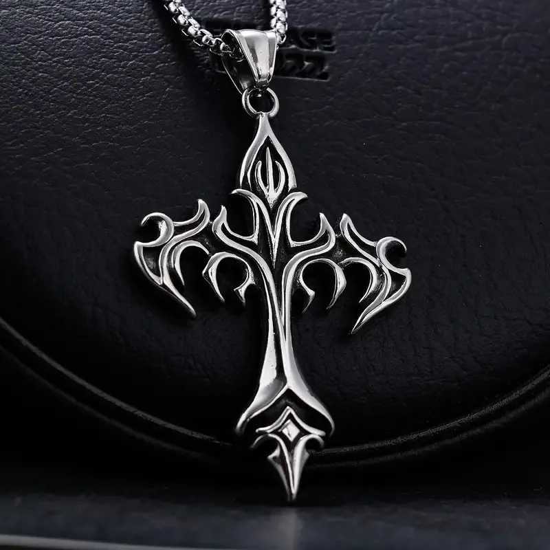 Stainl Steel Necklace Flame Retro Cross Titanium Steel Casting Men Pendant Necklace TypeXJ250219