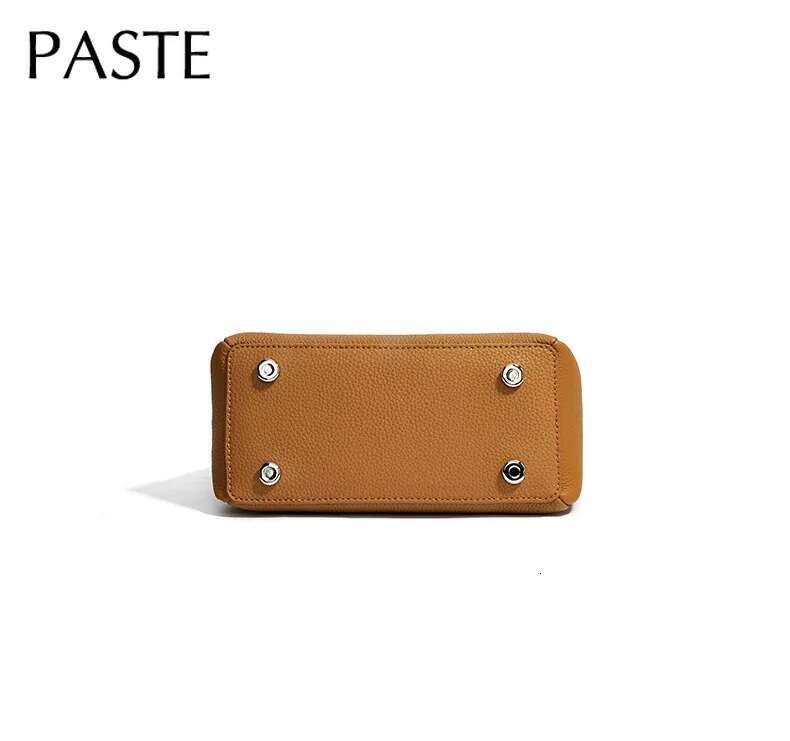 New Autumn Small Lunch Box Shape Hobo Tote T Cow Leather Women Shoulder Crossbody Bag Leisure Ladies Handbag Caramel
