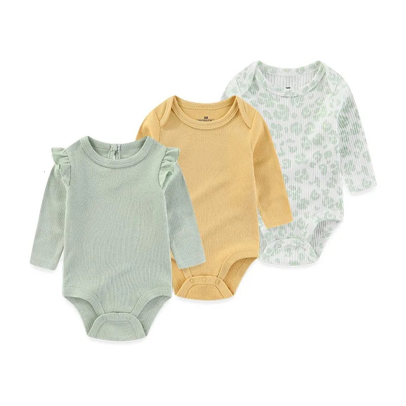 100% Cotton Jumpsuits 3Pieces born Baby Boy Clothes Cartoon Bodysuit Print Long Sleeve Baby Girls Clothes 0-12M Spring Autumn 250220