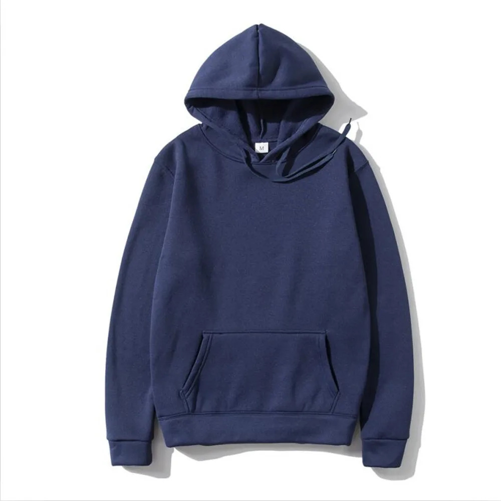 Autumn fashion loose tops solid colour hooded polyester mens sweatshirt simple casual 250220