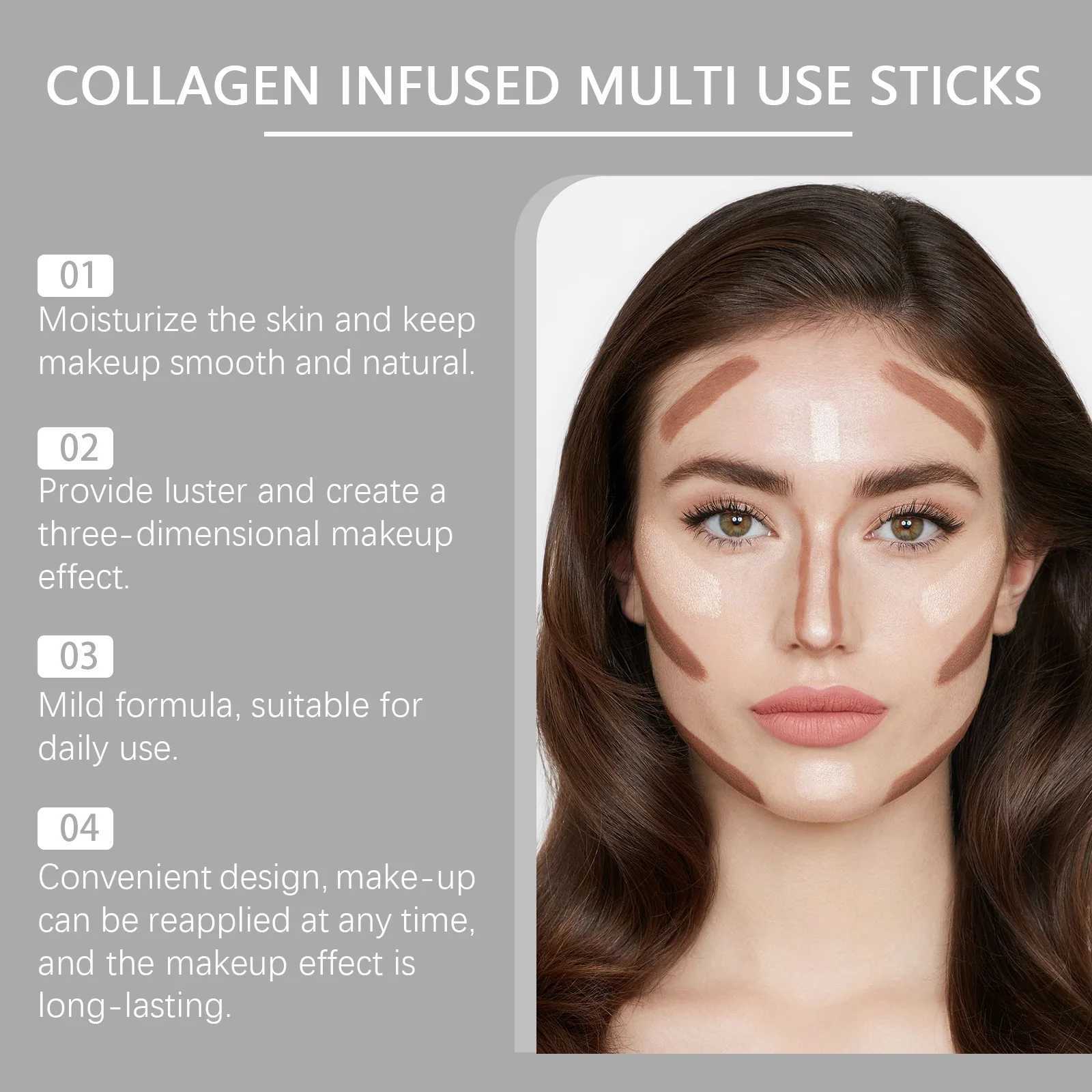 Collagen Multi B Stick Silky High Pigment Plumping Moisturizing Waterproof Jelly Tint Lightweight Matte Hydrating B MakeupW250220