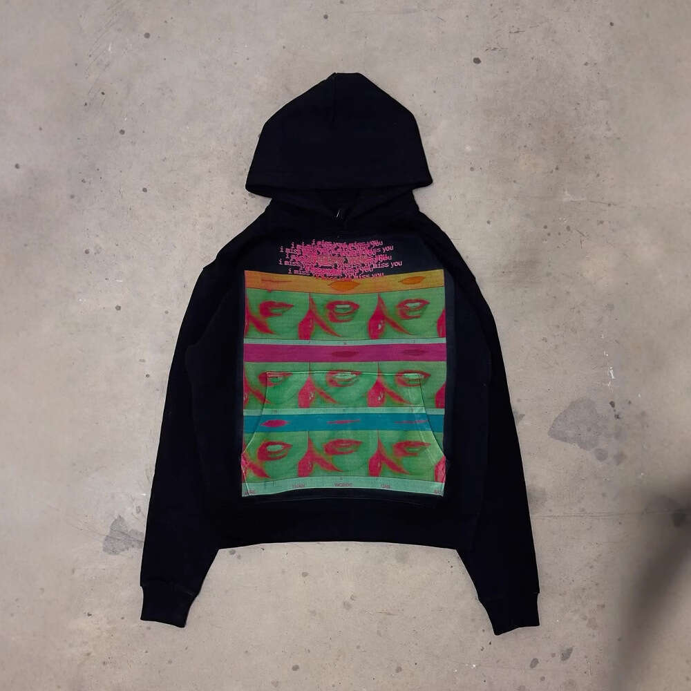 Personalized printed sweatshirt long sleeved pullover hooded jacket street trend y2k