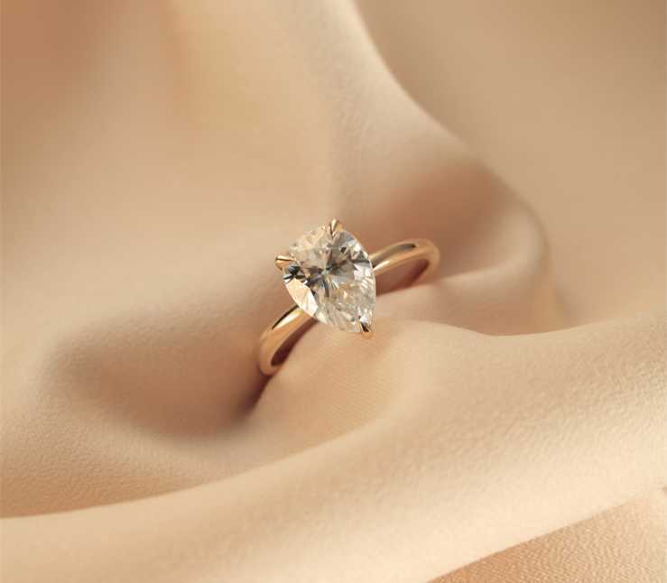 AAA Gems 3 Prong Solitaire Pear Setting 14K/18K Gold Wedding Band Ring Moissanite Engagement Rings