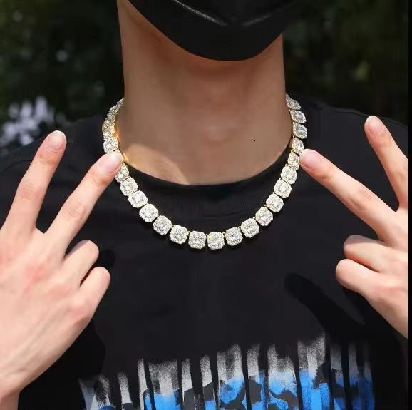 Men's Jewelry Hip Hop Pure Sier Laboratory Vvs Moissanite Cuban Chain