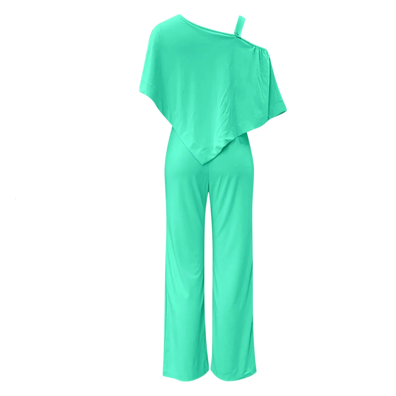 Elegant one shoulder jumpsuit womens summer night party clothing casual clothing hanging wide leg jumpsuit womens clothing soft 250220