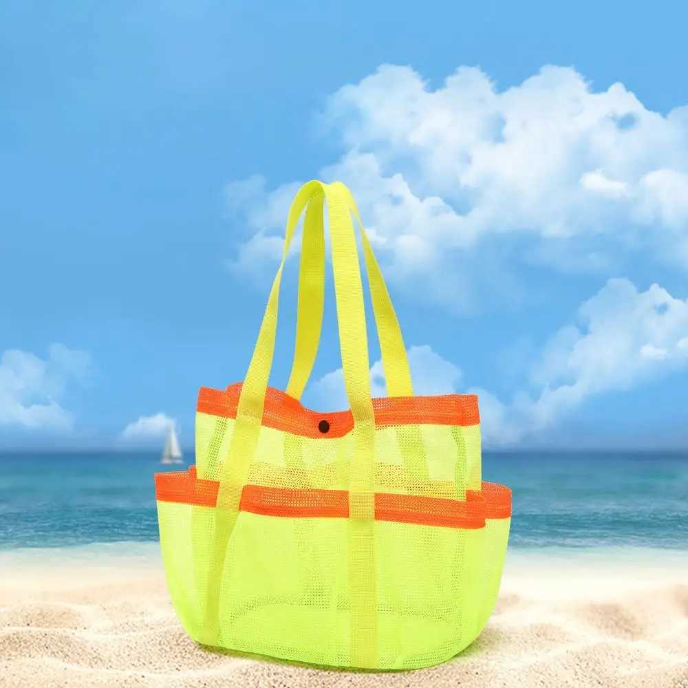 Breathable Mesh Beach Storage Bag Foldable Large Capacity Mesh Toiletry Bag Portable Quick Dry Swimming Handbag Outdoor Z250219