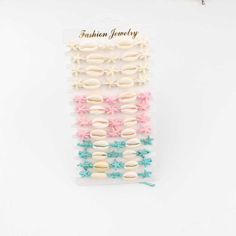 Charm Bracelets Summer Ocean Breeze Shell Bracelet Handmade Weaving Conch Turquoise Beach Bead Jewelry Set H25220