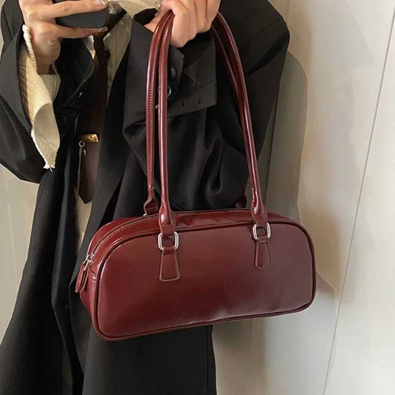 Solid Color PU Leather Underarm Bags For Women 2024 Spring Korean Fashion Retro Simple Shoulder Bag Lady Handbags And Purses Y250218