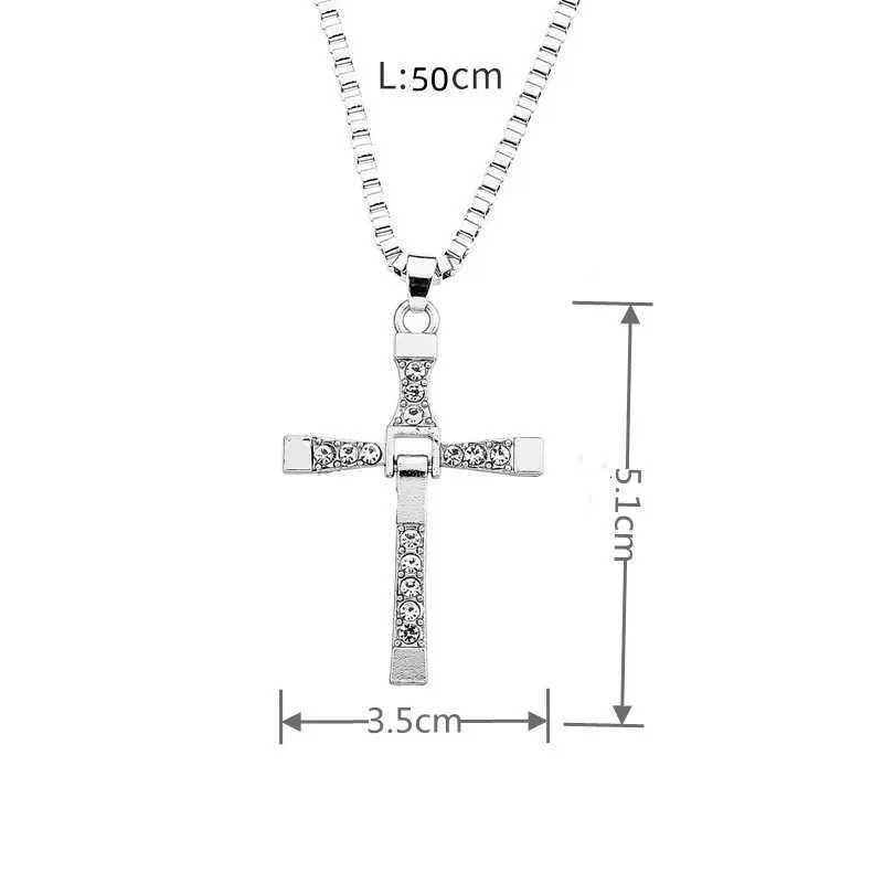 The Fast And The Furious Cross Pendant Necklace Celebrity Dominic Toretto Crystal Cross Necklaces Jewelry For Men GiftsXJ250219