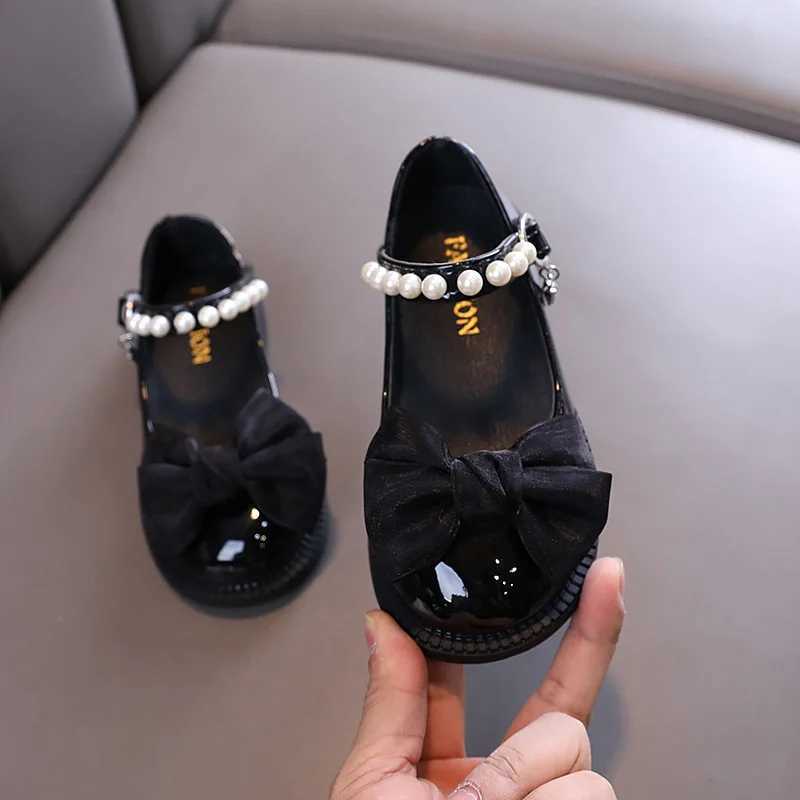 Girl Princess Leather Shoes Spring and Autumn Sweet Bow Childrens Smooth PU Dress Mary Simple Shoes Fashion Childrens Ballet Flat Shoes X250220