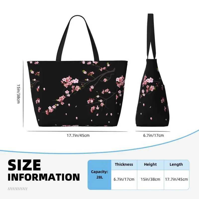Japanese Sakura Beach Handbag Waterproof and Sand proof Zipper Beach Handbag Swimming Pool Gym Travel Z250219-1