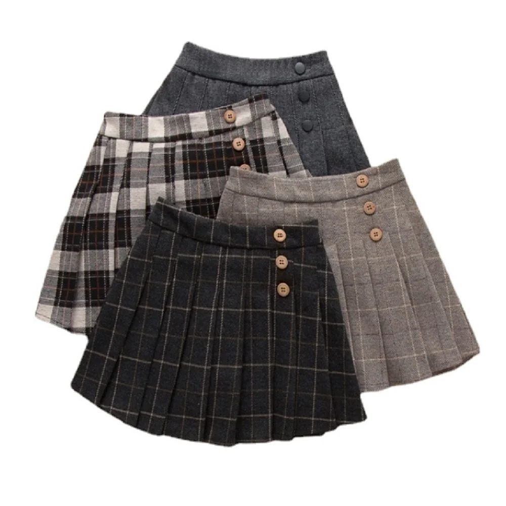 Autumn Winter Girl Plaid Skirt Pleated Teenager Girls Clothes Plus Size Elegant Kid Clothing Children Outfit JK Skirt School 250220