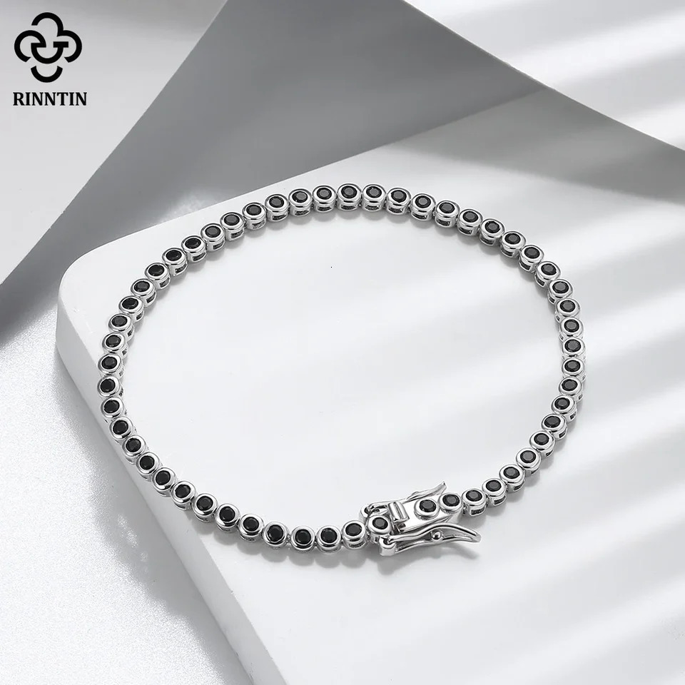 Rinntin Shiny Tennis Bracelet 925 Sterling Silver 1523mm Clear Cubic Zirconia for Women y Chain Jewelry SB143 250213