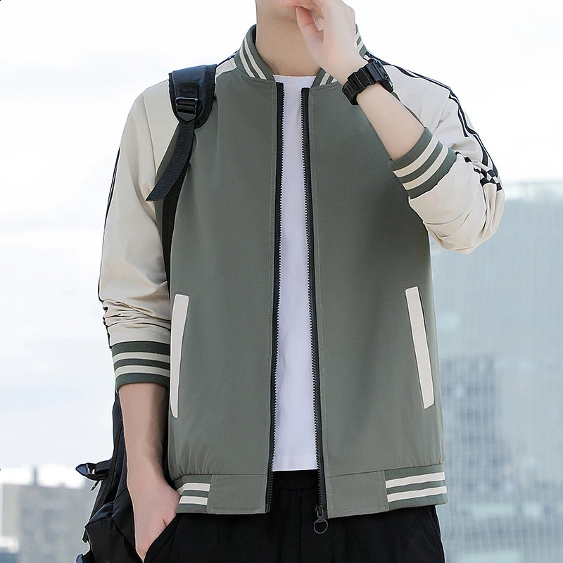 FallWinter Mens Jacket Sporty Trend Contrasting Baseball Uniform Youth Casual Fashionable Windproof Autumn Wear 250218