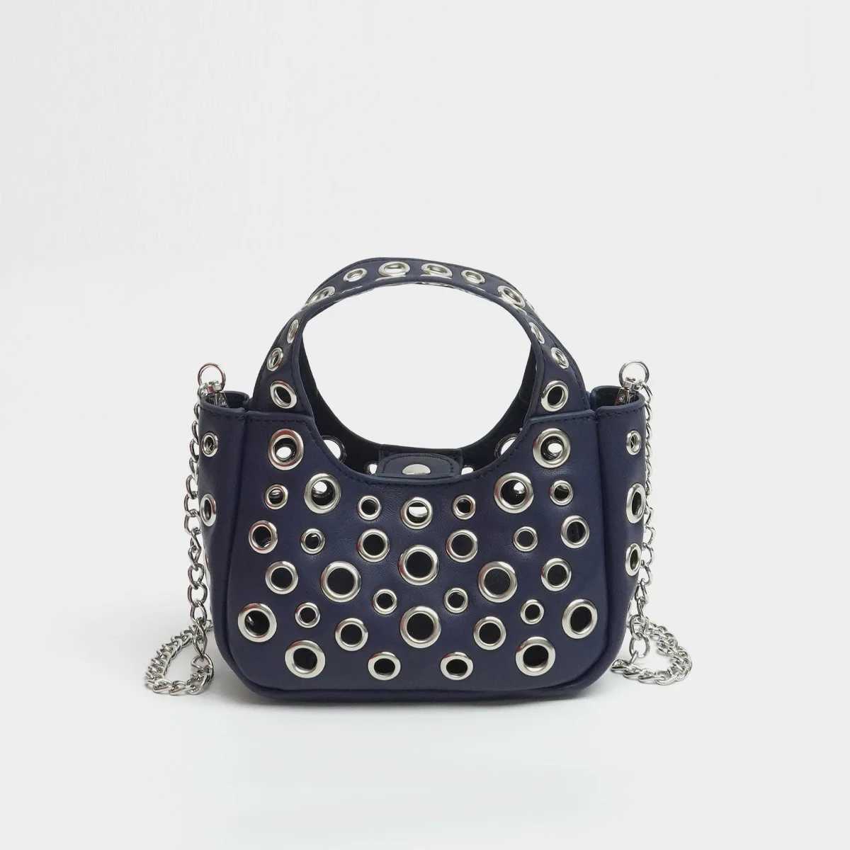 Fashionable hollow cute womens handbag designer luxury Pu leather chain shoulder cross body bag trend wallet Y250218