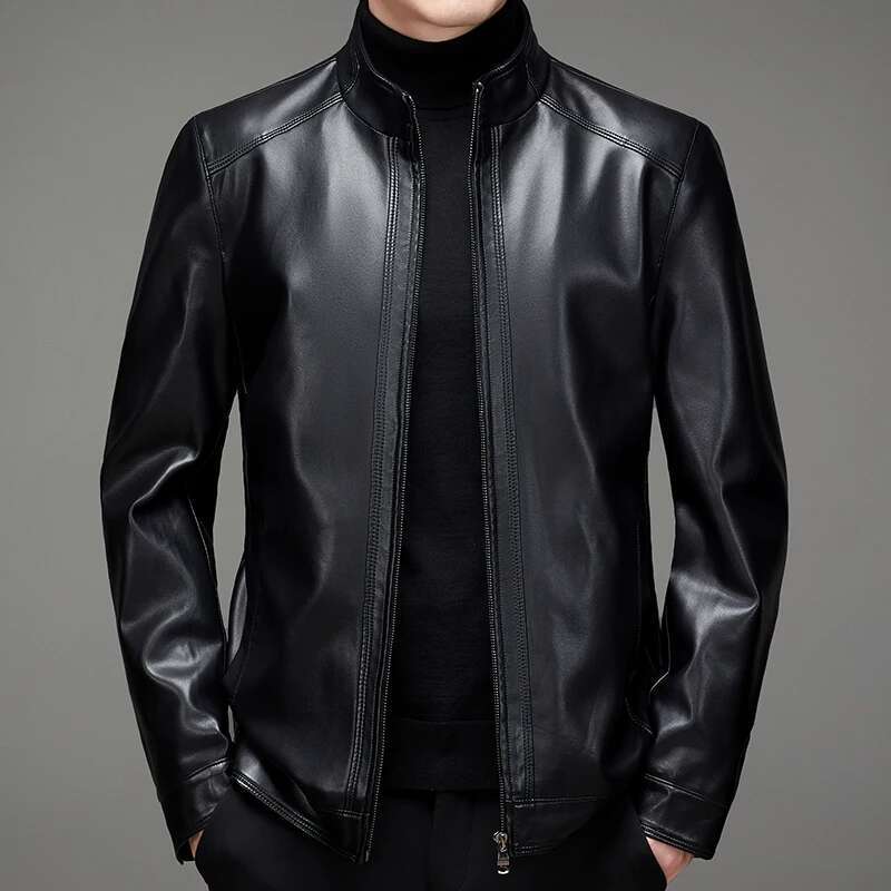 Autumn And Winter New High Quality Fashion Lapel Motorcycle Slim Stylish Men's Leather Coat M-7Xl