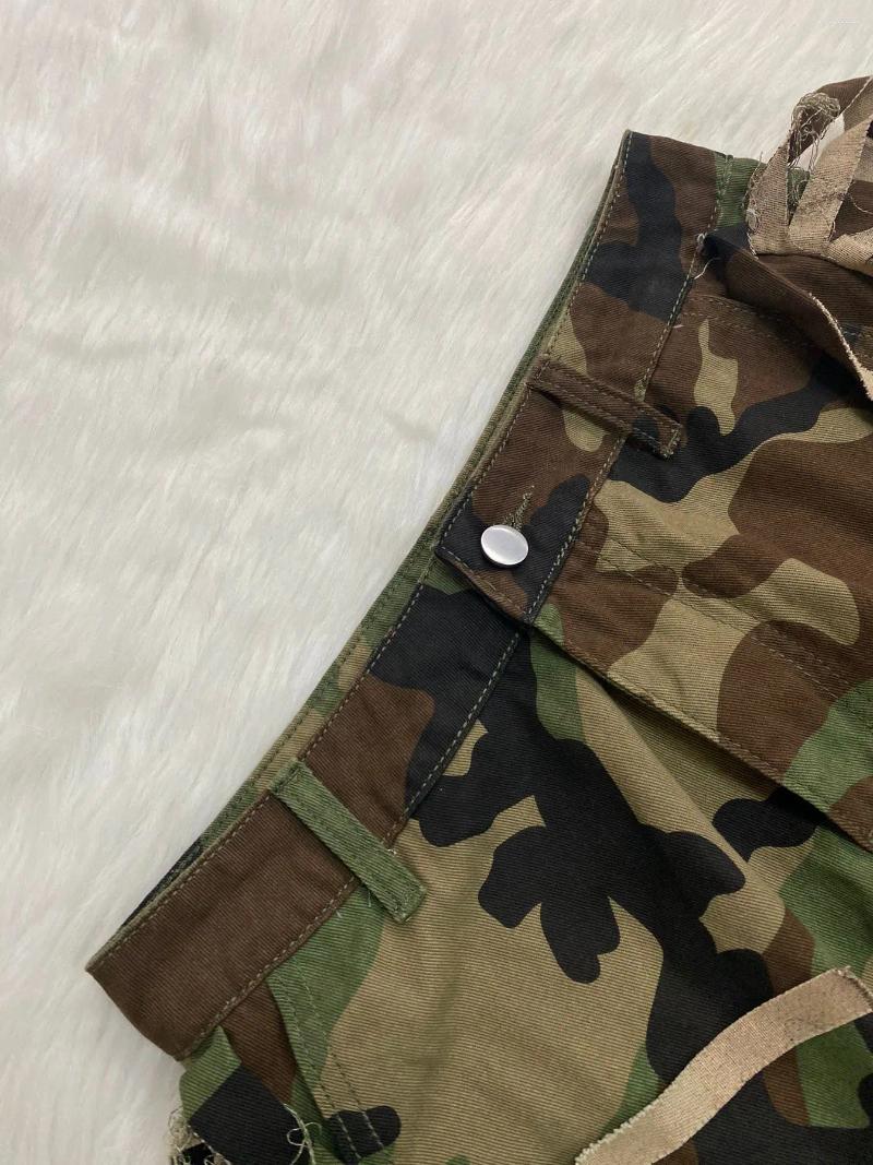 Women's Shorts 2204 European And American Summer Loose Casual Camouflage Tassel