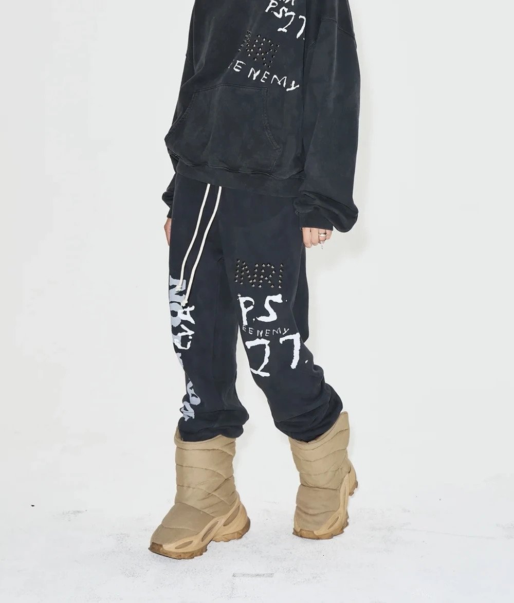 Yao888 Casual Fashion RRR123 Vintage Pants Loose Streetwear Drawstring Gym Sweatpants Y2k Unisex Trousers For Men 250220