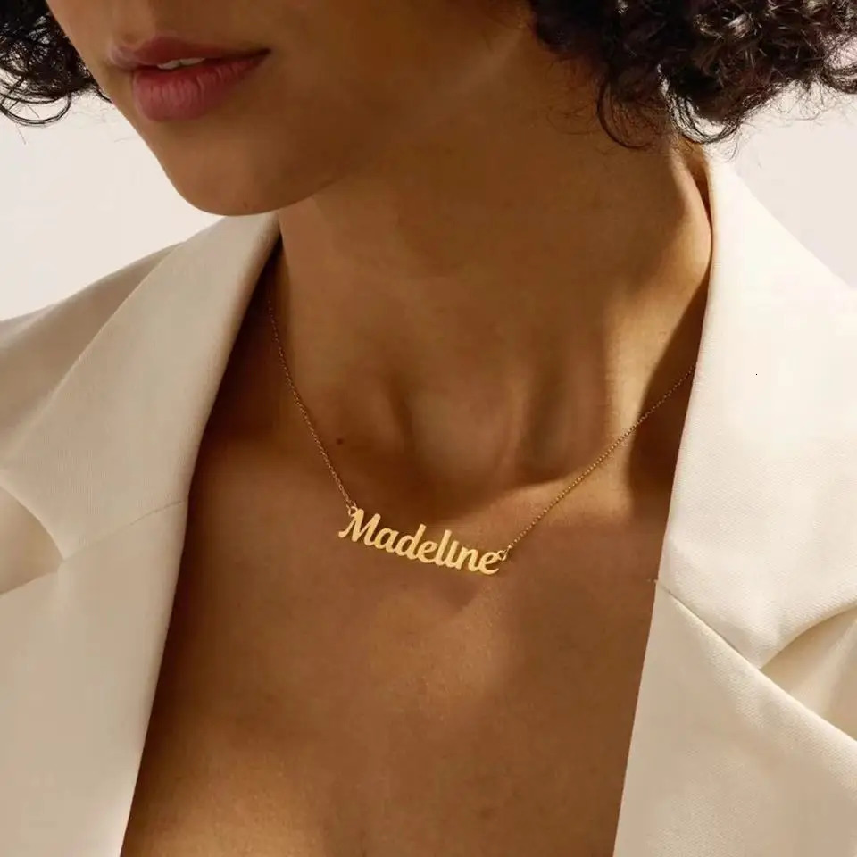 Customized Name Letter Necklace Personalized Stainless Steel Simple Pendant Womens Jewelry Valentines Day Gift 250210