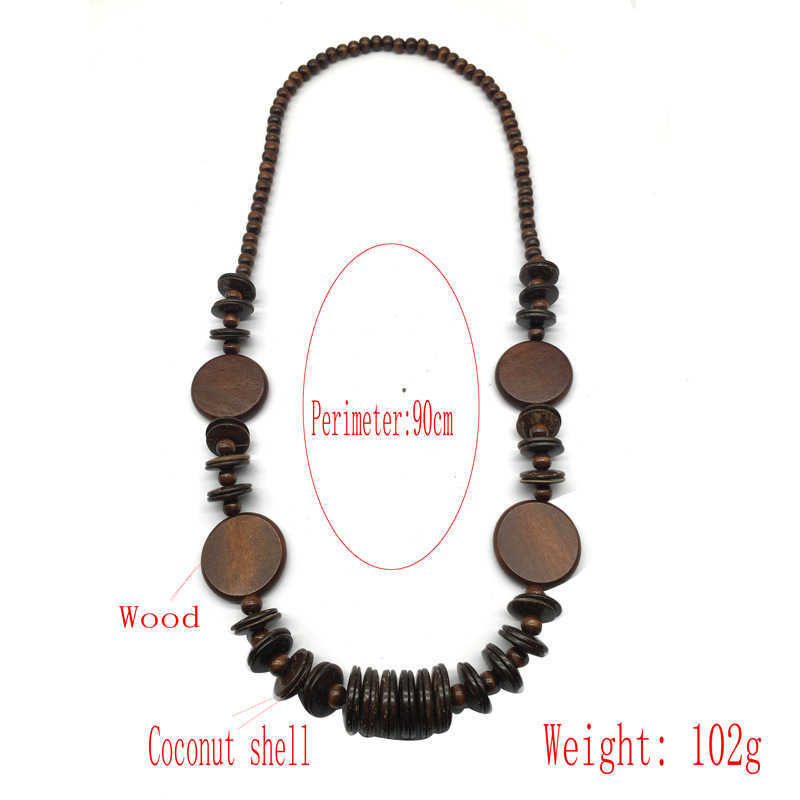 Pendant Necklaces Bohemian Coconut Shell Long Wooden Round Bead Beach Necklace Womens Neck Wood H25219