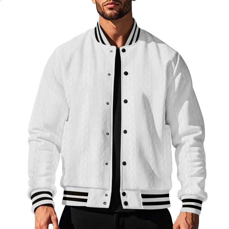 Spring and Autumn Jacquard Baseball Uniform American Style Breasted n Leisure Mens Cardigan Jacket 250218