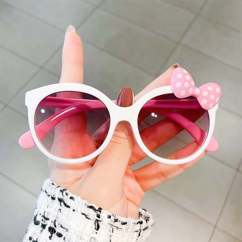 Ddmyshoesvip Adorable Color Block With Bow Decor Large Frame Sunglasses Teens Boys Girls Outdoor Party Vacation Travel Kids Eyewear