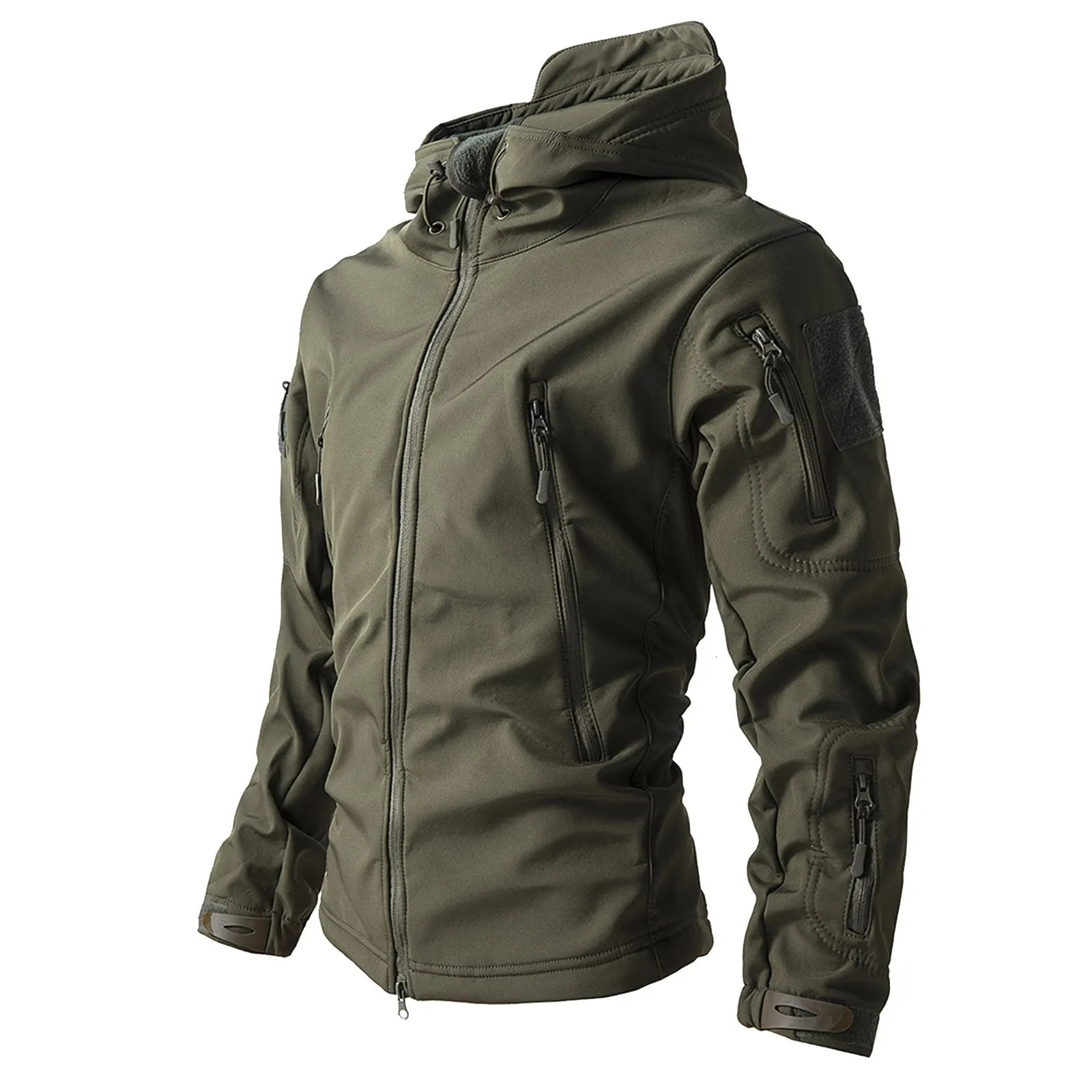 Mens Hooded Tactical Fleece Jackets Solid Outdoor Sport Climbing Hiking Camping Windbreak MultiPockets ThreeinOne Outwears 250218