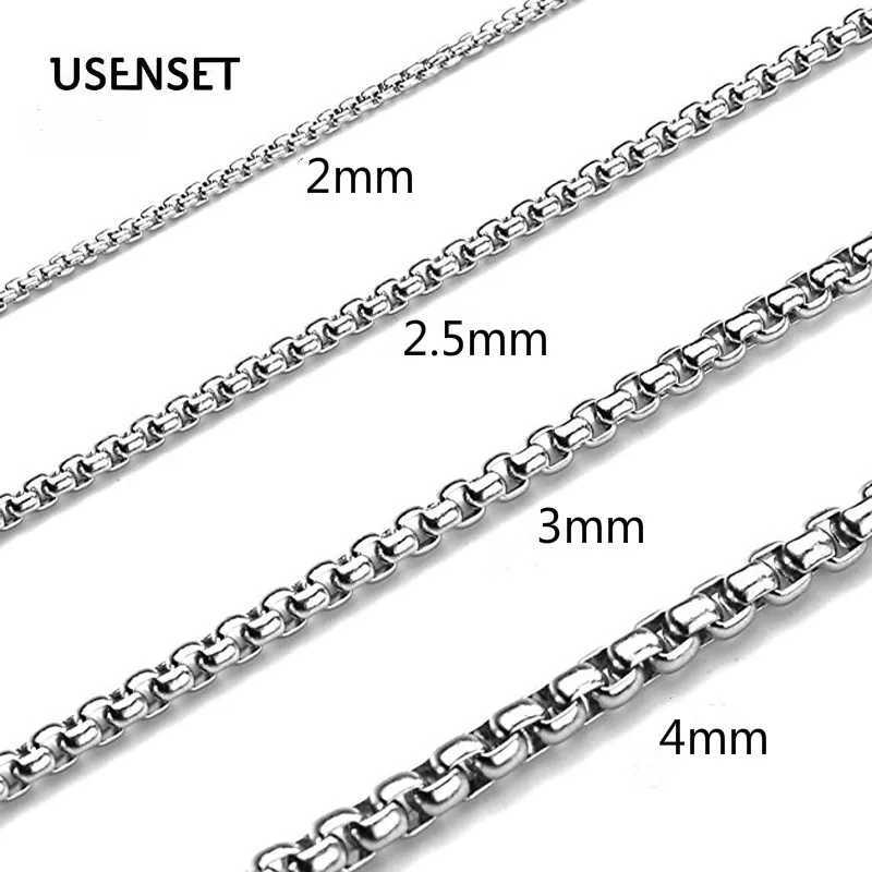 Rope Chain Box Necklace Stainl Steel Chains Link Necklaces Pendant DIY Jewelry Never Rub Off 2MM 2.5MM 3MM 4MM USENSETXJ250219