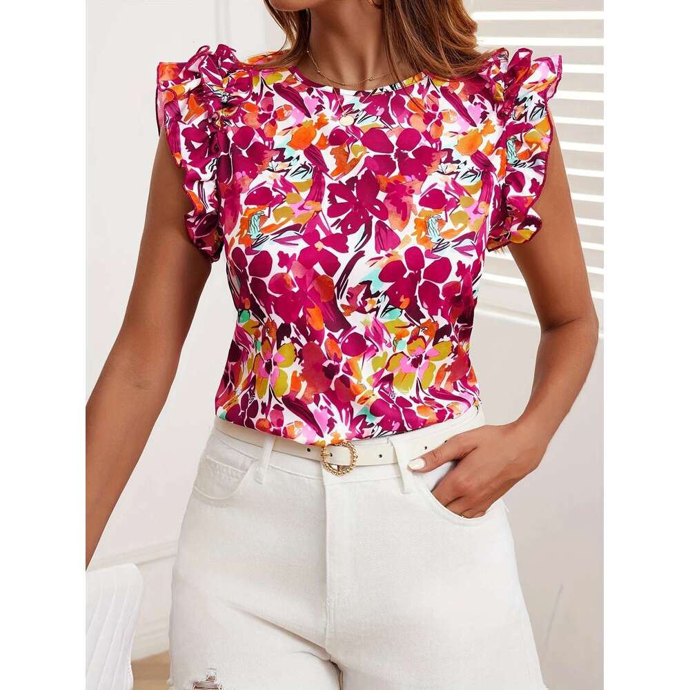 Directional Pattern-Making, New Elegant Short-Sleeved Printed Shirts, Women's