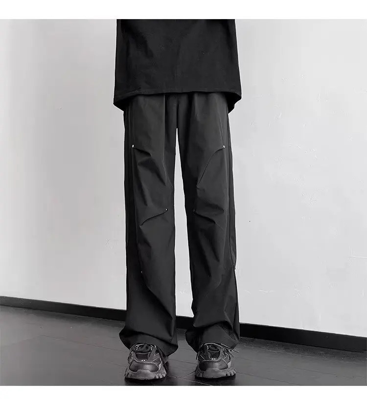 American Mens Summer Parachute Baggy Cargo Pants Straight Track Sweatpants Korean fashion Clothes Streetwear y2k pants 250220