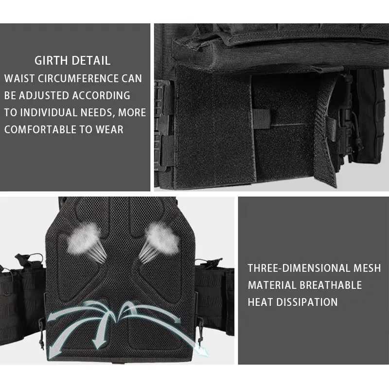 YAKEDA 1000D Nylon Plate Carrier Tactical Vest Outdoor Hunting Protective Adjustable Molle Vest for Airsoft Combat AccessoriesXJ250219