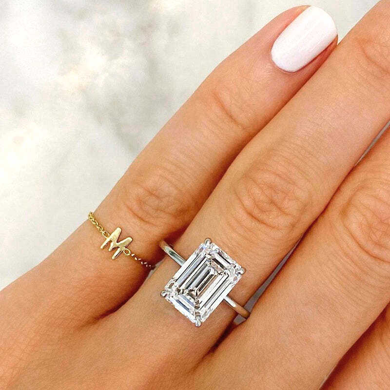 Luster Jewelry D VVS 5ct Diamond Fancy Shape Simple Solitary With GRA 10k Rose Yellow Solid Gold Moissanite Ring for Engagement