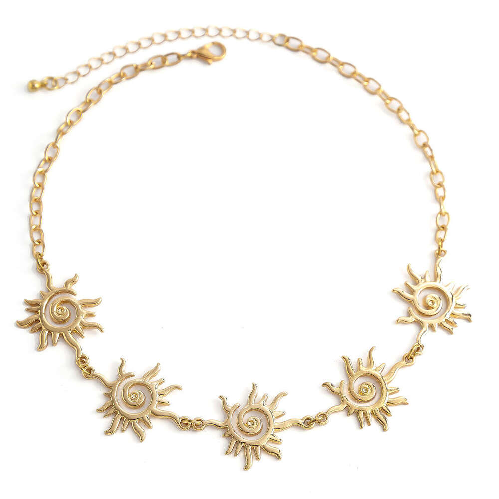 Threaded Totem Ins Style Single layer Simple Ethnic Metal Sun Necklace Item Jewelry