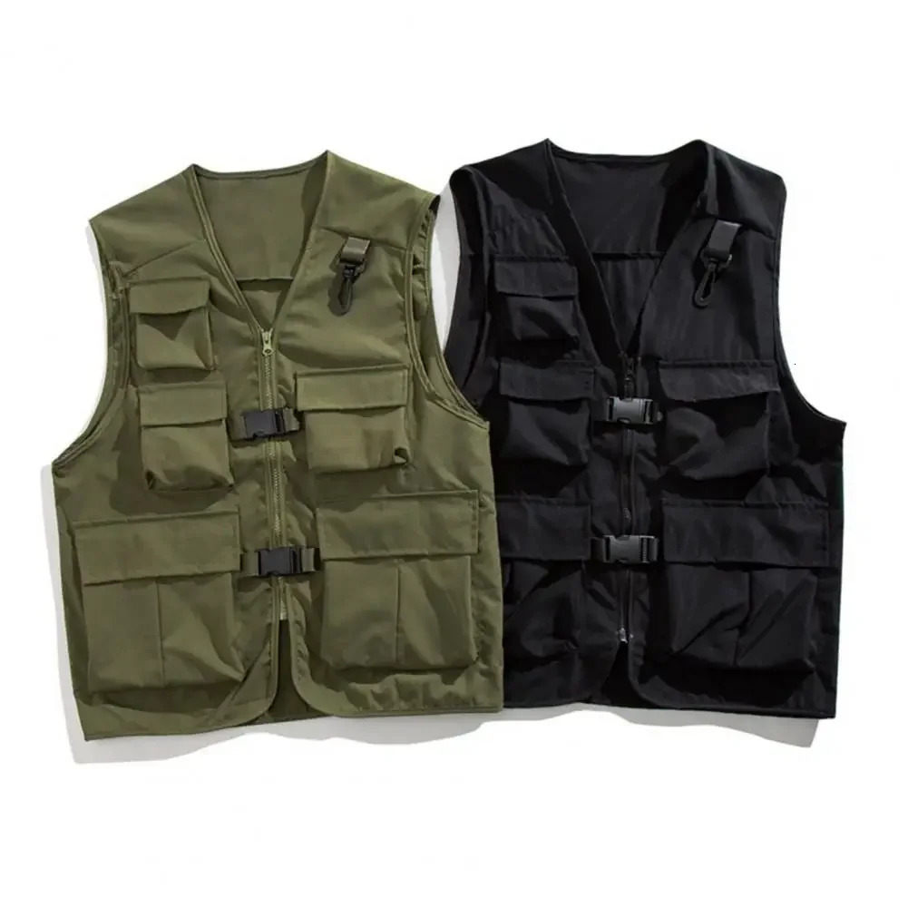 Summer Men Tactical Vest Coat Casual Pographer Waistcoat Mesh Work Sleeveless Multi Pockets Jacket Tools Pocket Cargo Vest 250219