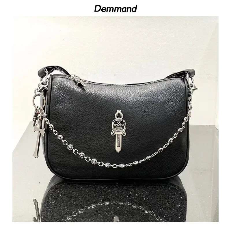 2024 Spring Season Genuine Leather Chicken Block Sword Cross Chain Niche Underarm Bag Unique Fashionable Shoulder Women
