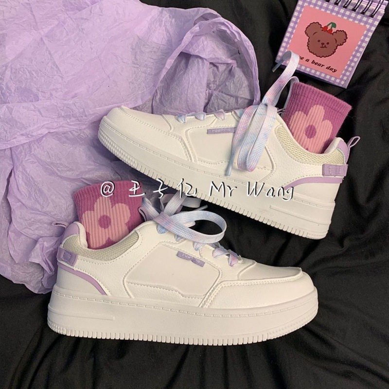 2025 Spring/summer New White Fashion Multi Functional Leather Face Women's Designer Shoes Korean Edition Breathable Casual Sports Flat Shoes