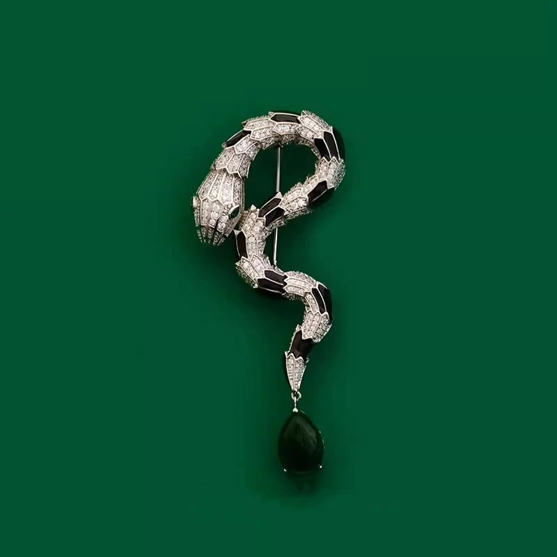 Vintage Animal Brooches Gorgeous Snake Brooch with Natural Agate for Women Men Jewelry Gift 250220