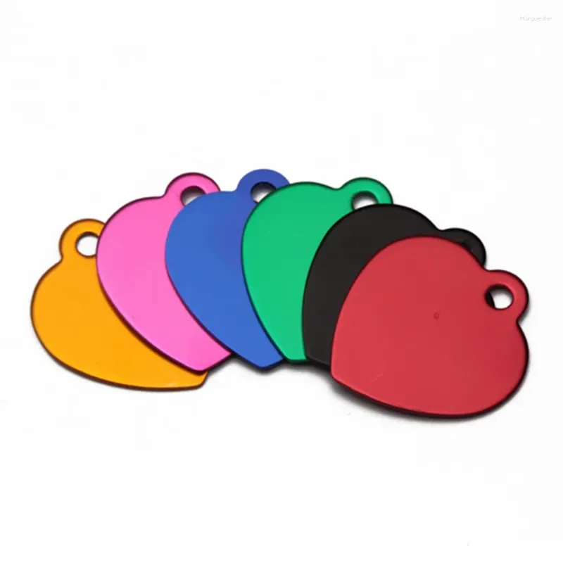 Dog Tag 50 Pcs/Lot Pet ID Tags Colorful Heart Shape Anodized Aluminum Stamping Blanks Discs For Craft Pendant