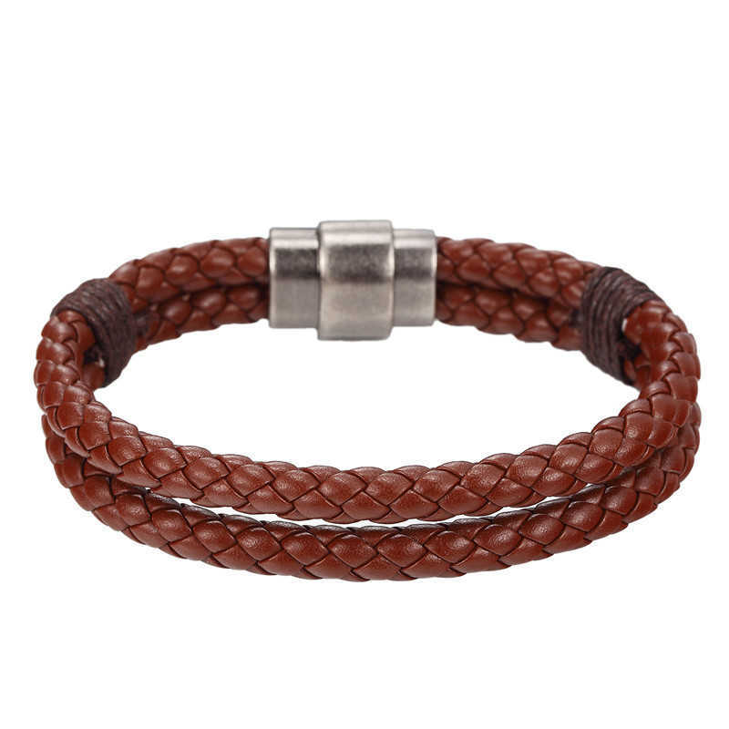 Charm Bracelets Popular minimalist leather wristband with personalized two circle double layered bracelet mens sizes are available H25220
