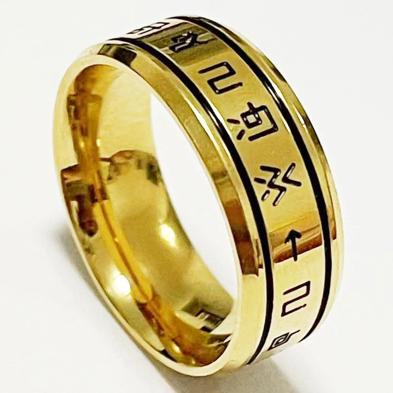 AsJerlya Fashion 8mm Stainless Steel Digimon Ring Angemon Angewomon Holy Rings For Women Men Rotate Spinner Rings 250218